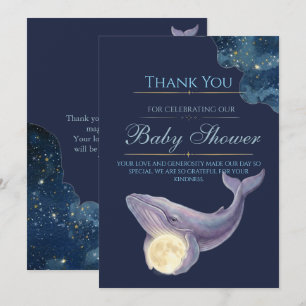 Hemelse Maan Baby Shower Bedankkaart   Walvis 