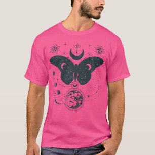 Hemelse Maan Fasen Wicca Boho Moth Mystieke Ast T-shirt