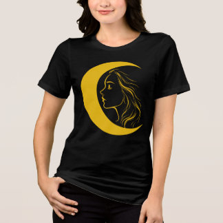 Hemelse Maan Godin – Mystieke Lijnkunst Profiel Tri-Blend Shirt