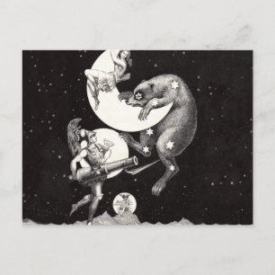 Hemelse Maan Lucht Universum God Nacht Illustratie Briefkaart