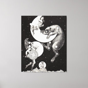 Hemelse Maan Lucht Universum God Nacht Illustratie Canvas Afdruk