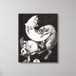 Hemelse Maan Lucht Universum God Nacht Illustratie Canvas Afdruk