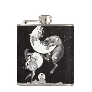 Hemelse Maan Lucht Universum God Nacht Illustratie Heupfles