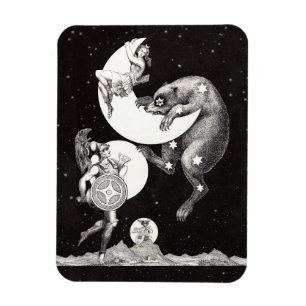 Hemelse Maan Lucht Universum God Nacht Illustratie Magneet