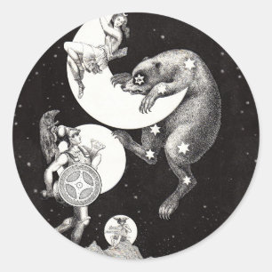 Hemelse Maan Lucht Universum God Nacht Illustratie Ronde Sticker