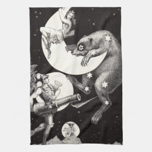 Hemelse Maan Lucht Universum God Nacht Illustratie Theedoek