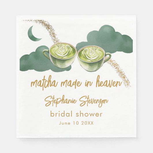 Hemelse Maan Matcha 'Made In Heaven' Bruidsdouche Servet (Voorkant)