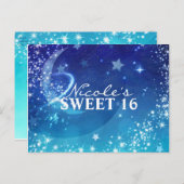 Hemelse maan schitterende feest datum save aankondigingskaart (Voorkant / Achterkant)