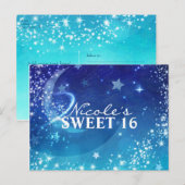 Hemelse Maan Sparkle Feest Datum Bewaren Aankondigingskaart (Voorkant / Achterkant)