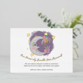 Hemelse Maan Sterren Bloemen Geboorte Aankondiging (Staand Voorkant)