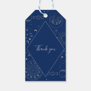 Hemelse maan sterren kosmisch bruiloft bedankt cadeaulabel