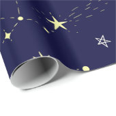 Hemelse Maan Sterrenbeeld Blauw Cadeaupapier (Rol Hoek)