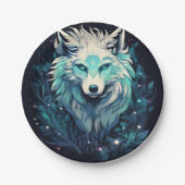 Hemelse Maan Wilde Wolf Papieren Bordje (Voorkant)