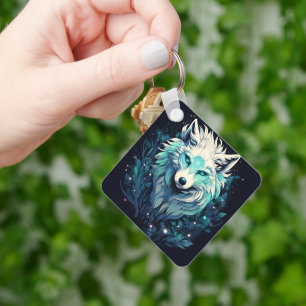 Hemelse Maan Wilde Wolf Sleutelhanger