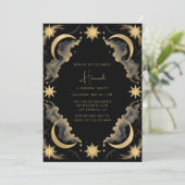Hemelse Maan Zwart Gouden Tarot Heks Verjaardag Kaart (Staand voorkant)
