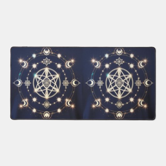 Hemelse Maancyclus Mandala – Heilige Geometrie Bureaumat (Voorkant)