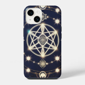 Hemelse Maancyclus Mandala – Heilige Geometrie iPhone 14 Hoesje