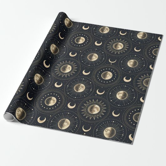 Hemelse Maanfase (4) Cadeaupapier (Uitgerold)