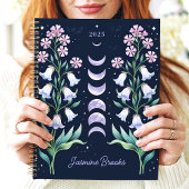 Hemelse Maanfase Bloemige Aangepaste Naam Planner