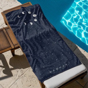 Hemelse Maanfasen Zilveren Monogram Strandhanddoek Strandlaken