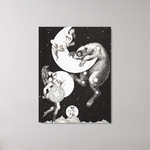 Hemelse Maanhemel Universum God Nacht Illustratie Canvas Afdruk