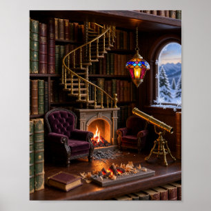 Hemelse Magiebibliotheek Boek Hoekje Miniatuur Dio Poster