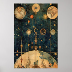 Hemelse Mechanica Kunstprint Vintage Ster Ma Poster