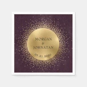 Hemelse middernacht gouden maan bruiloft servet