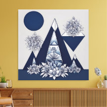 Hemelse middernachtbloem geometrische AI-kunst