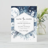 Hemelse Minimale Maanverlichte bruiloft Save The Date (Staand voorkant)