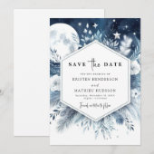 Hemelse Minimale Maanverlichte bruiloft Save The Date (Voorkant / Achterkant)