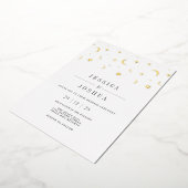 Hemelse minimalistische ster maan Elegant mystiek Folie Uitnodiging (Gedraaid)