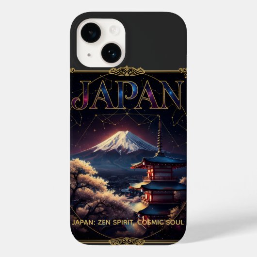 Hemelse Mount Fuji Japan Pagode Reis Kunst Case-Mate iPhone Case (Achterkant)