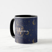 Hemelse Mysterieuze Gouden Monogram Script Naam Mok (Voorkant links)