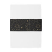 Hemelse Mystieke Elementen Starsigns Zwart Goud Uitnodigingen Wikkel (Achterkant Voorbeeld)
