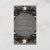 Hemelse Mystieke Maan Sterrennacht Boho Bruiloft Informatiekaartje (Voorkant)