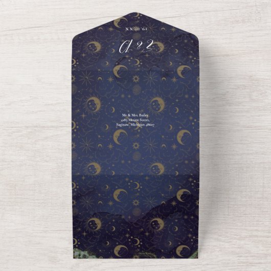 Hemelse Mystieke QR-Code Trouwfoto All In One Uitnodiging (Buitenkant)