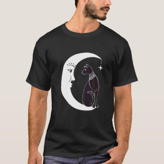 Hemelse Mystieke Zwarte Kat Gezelschapsdier Heiden T-shirt