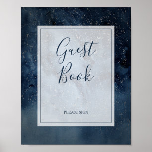 Hemelse nachtelijke hemel met kader gast boek bord poster
