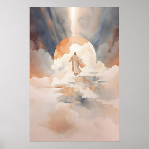 Hemelse Opstijging Van Jezus Aquarel Bijbelse Scen Poster