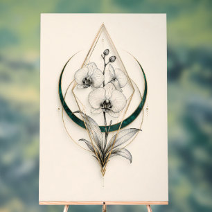 Hemelse Orchidee Geometrisch Goud Premium Acryl Bord