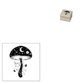 Hemelse Paddestoel met maan en sterren Rubberstempel (Gestempeld)