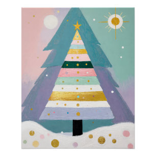 Hemelse Pastel Kerstboom Perfect Poster