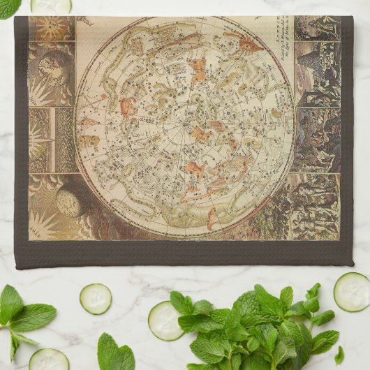 hemelse planisfeer kaart door Joseph Moxon Theedoek (Gevouwen)