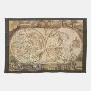  hemelse planisfeer kaart door Joseph Moxon Theedoek