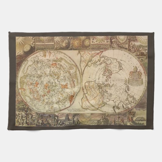  hemelse planisfeer kaart door Joseph Moxon Theedoek (Horizontaal)