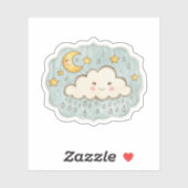 Hemelse regenachtige nacht met maan en sterren sticker (Vel)