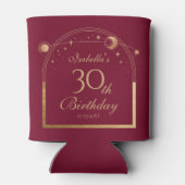 Hemelse Rode Gouden Zon Maan Sterren 30e Verjaarda Blikjeskoeler (Achterkant)