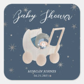 Hemelse Schattigee Beer Baby shower Vierkante Sticker (Voorkant)