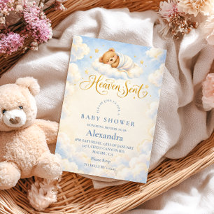 Hemelse Slaap Teddy Baby Shower Kaart